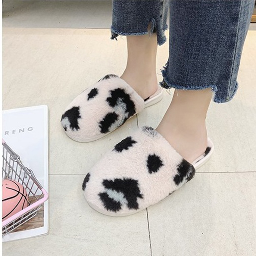 Dép lông đi trong nhà bít mũi họa tiết đốm cute S102 Cỏ Boutique, dẻo mềm, êm chân, giữ ấm bàn chân