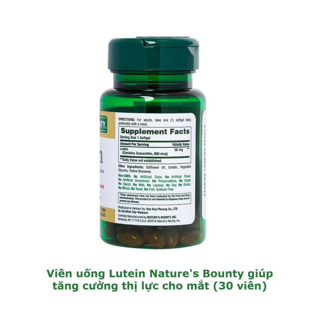 Viên uống Lutein Nature's Bounty giúp tăng cường thị lực cho mắt 30 Viên