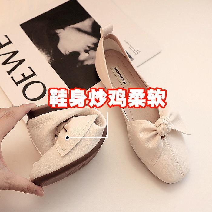 Giày búp bê mũi vuông đế bằng đính nơ thời trang xuân hè cho nữ size 35-43 41 42