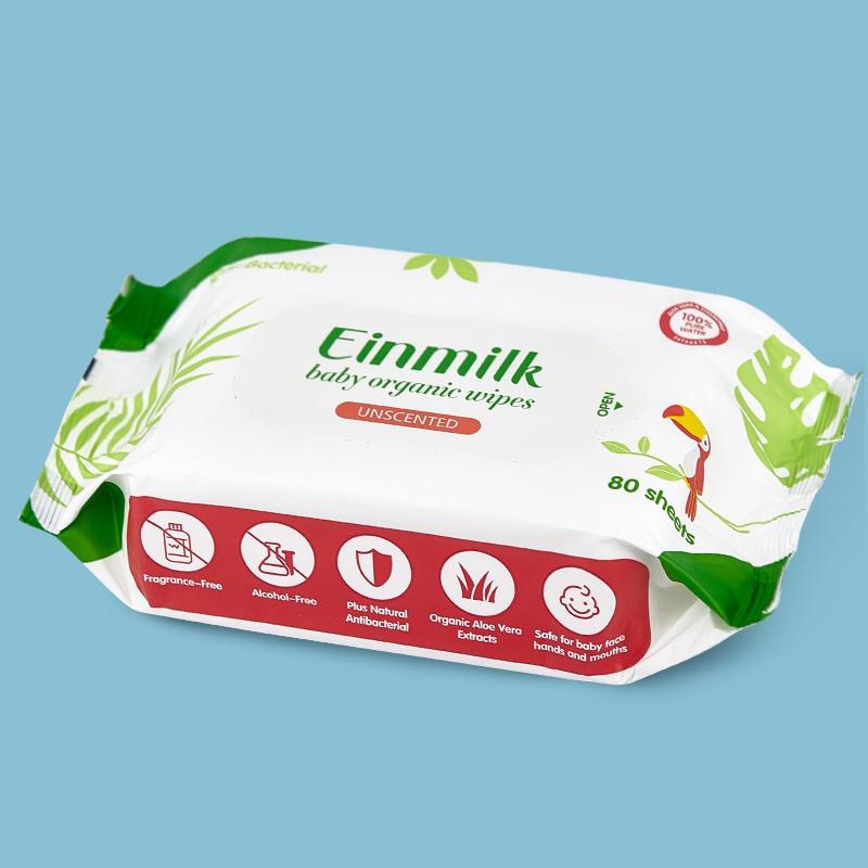 [Einmilk.ân ninh]Khăn giấy ướt hữu cơ Einmilk 80tờ một gói ,không mùi dành cho bé WW4501