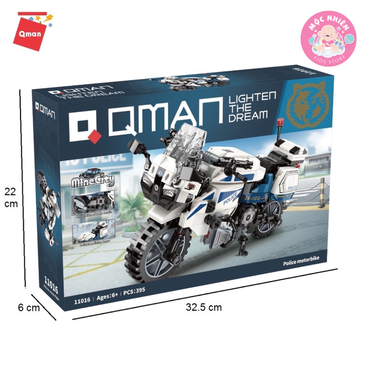 Đồ chơi lắp ráp xếp hình Qman 11016 - Mô tô cảnh sát - Dành cho bé từ 6 tuổi