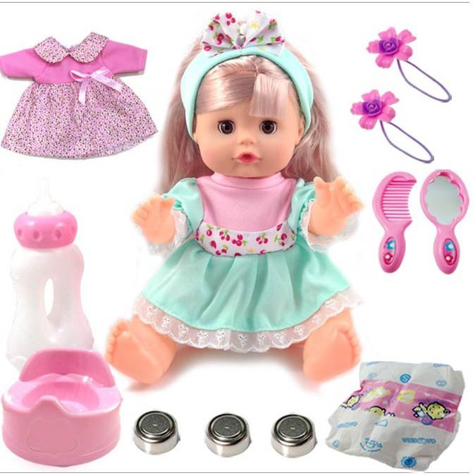 Búp Bê Em Bé , Biết Nói , Hát , Cười + Áo Xanh