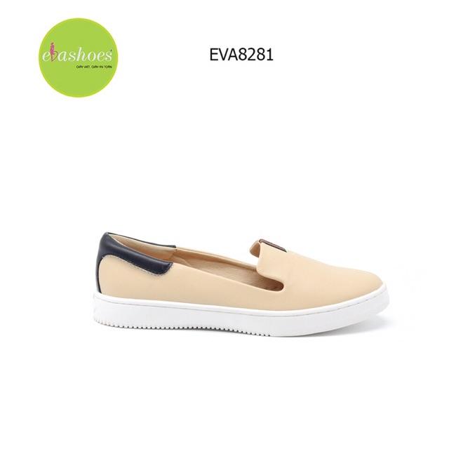 Giày Slip On Đế Bệt Evashoes - Eva8281(Màu Đen, Kem, Trắng