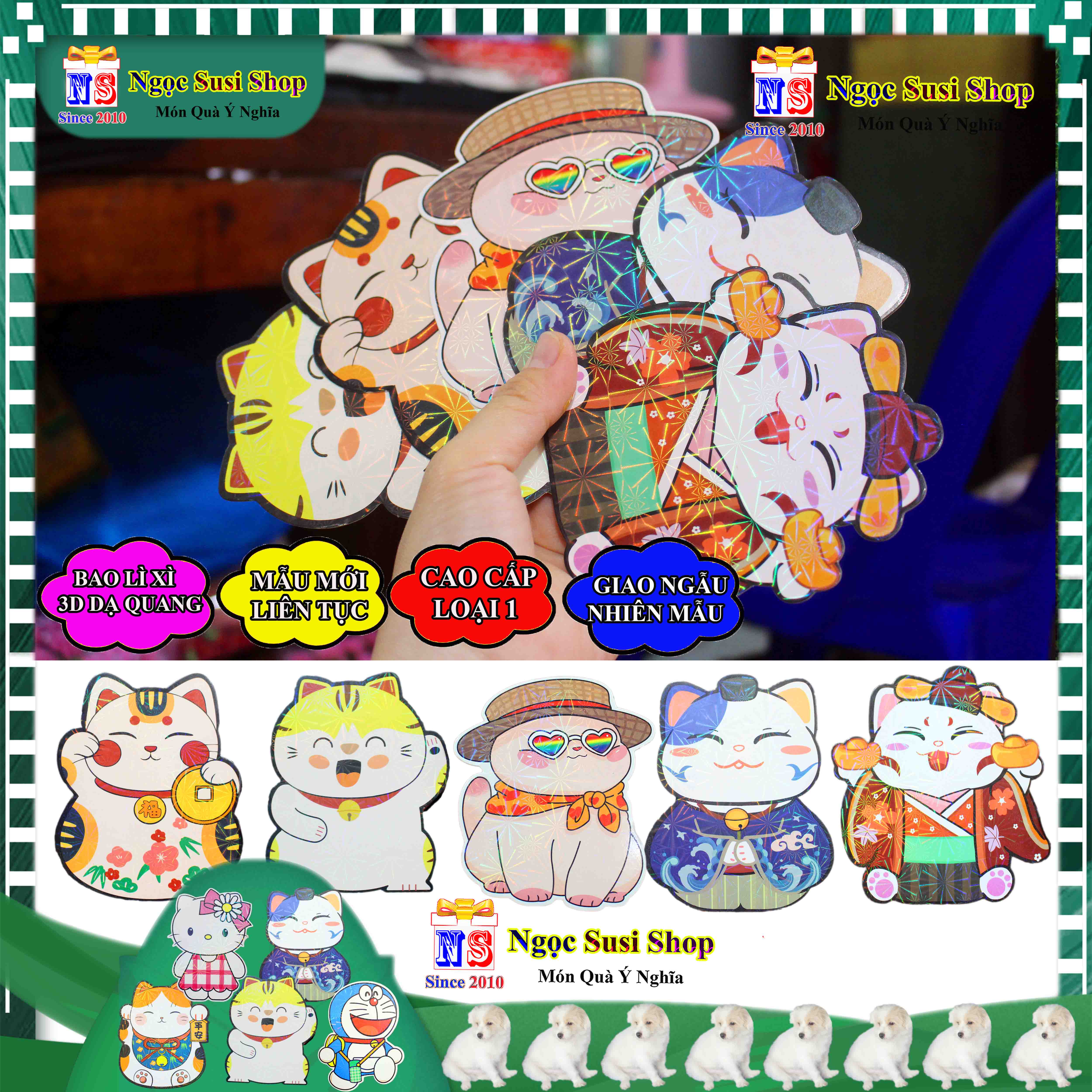 1-10 BAO LÌ XÌ 3D HÌNH THÚ CAO CẤP DẠ QUANG CHIẾU LẤP LÁNH - BAO LÌ XÌ CHO BÉ SIÊU CƯNG