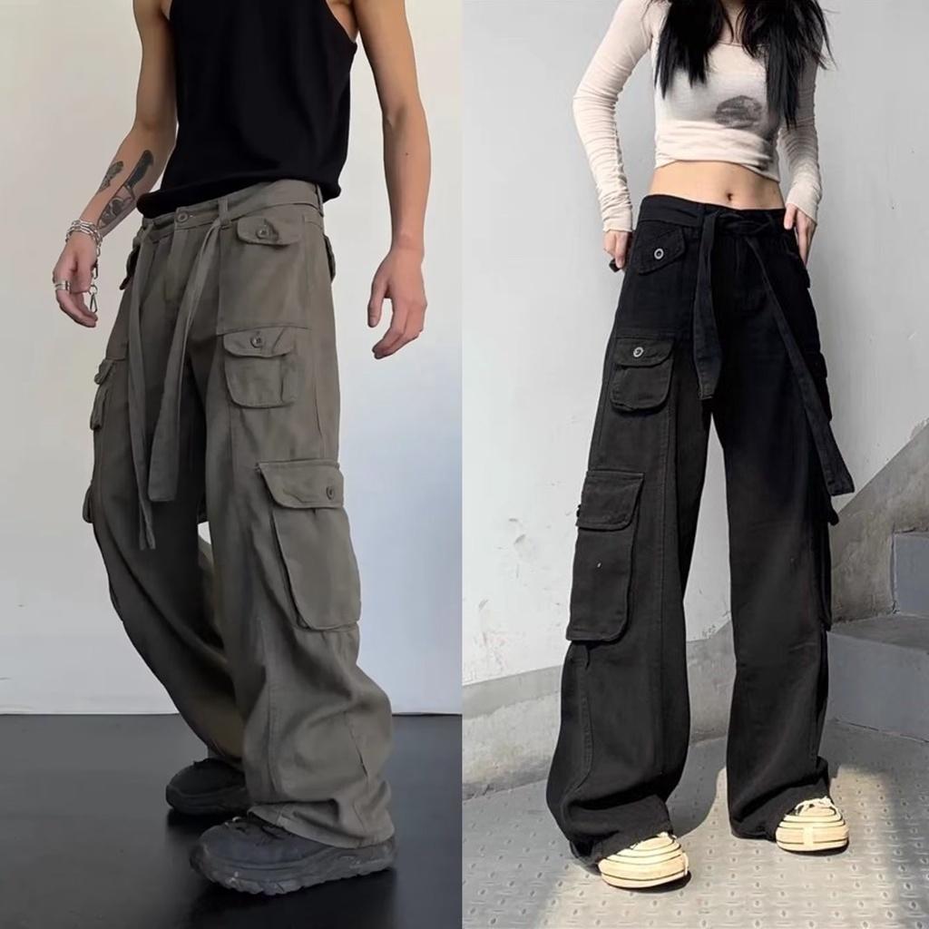 Quần Kaki ống rộng unisex , cargo pants cạp thấp nam nữ , quần túi hộp phong cách y2k gin store