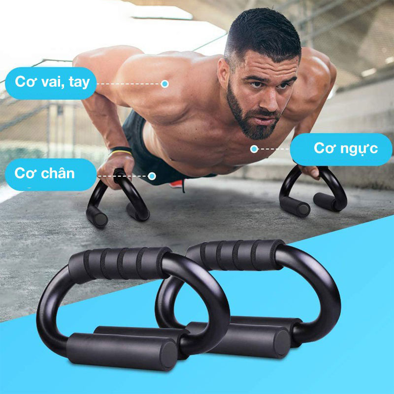 Combo dụng cụ tập chống đẩy Push Up Stand và Kìm tập cơ tay điều chỉnh lực 5kg -60 kg PKS - Hàng cao cấp - Giao màu ngẫu nhiên