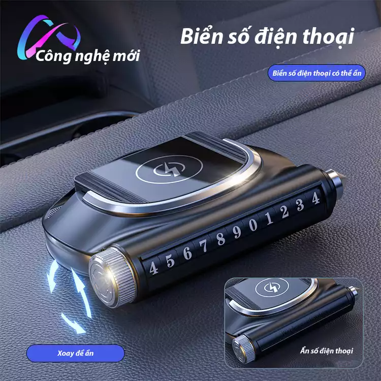 Giá đỡ điện thoại kiêm Sạc nhanh không dây trên xe hơi R100 - khử mùi với hương nước hoa