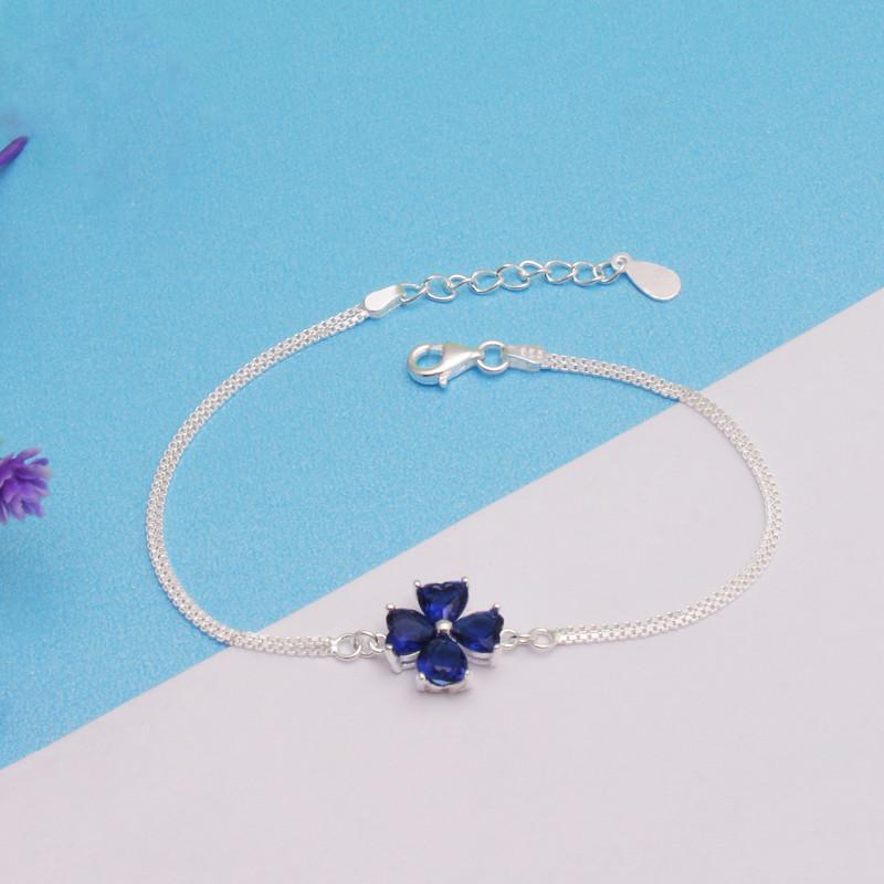 Lắc Tay Cỏ Bốn Lá Đá Xanh Dương