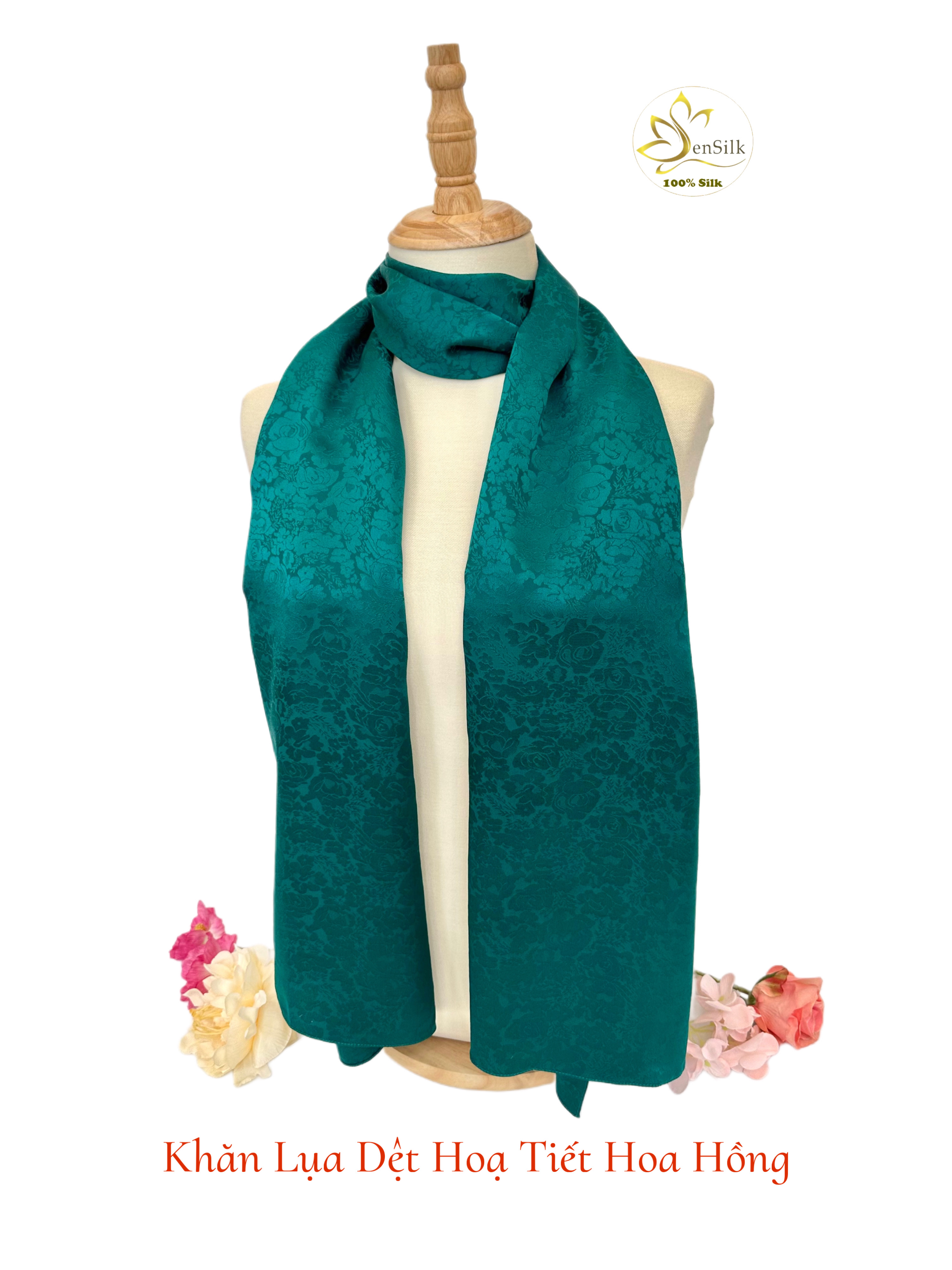 Khăn Lụa Cao Cấp Tơ Tằm Dệt Hoa Văn SenSilk – Quà Tặng Cao Cấp Đầy Ý Nghĩa 180x55cm, Woven Silk Scarves