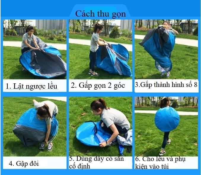 Lều cắm trại tự bung, lều du lịch cho 4 người, 2 cửa, có màn chắn côn trùng