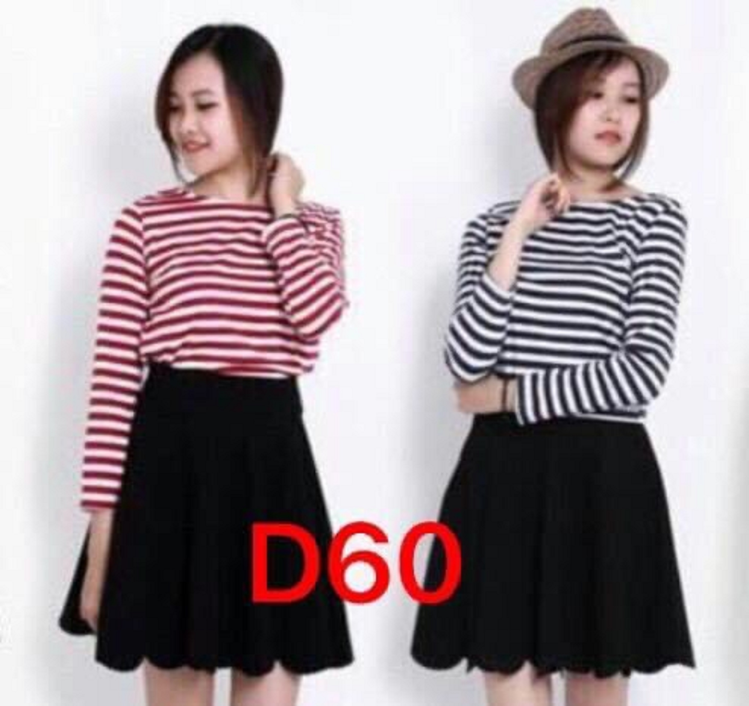 Áo thun tay dài sọc phong cách Hàn Quốc mới