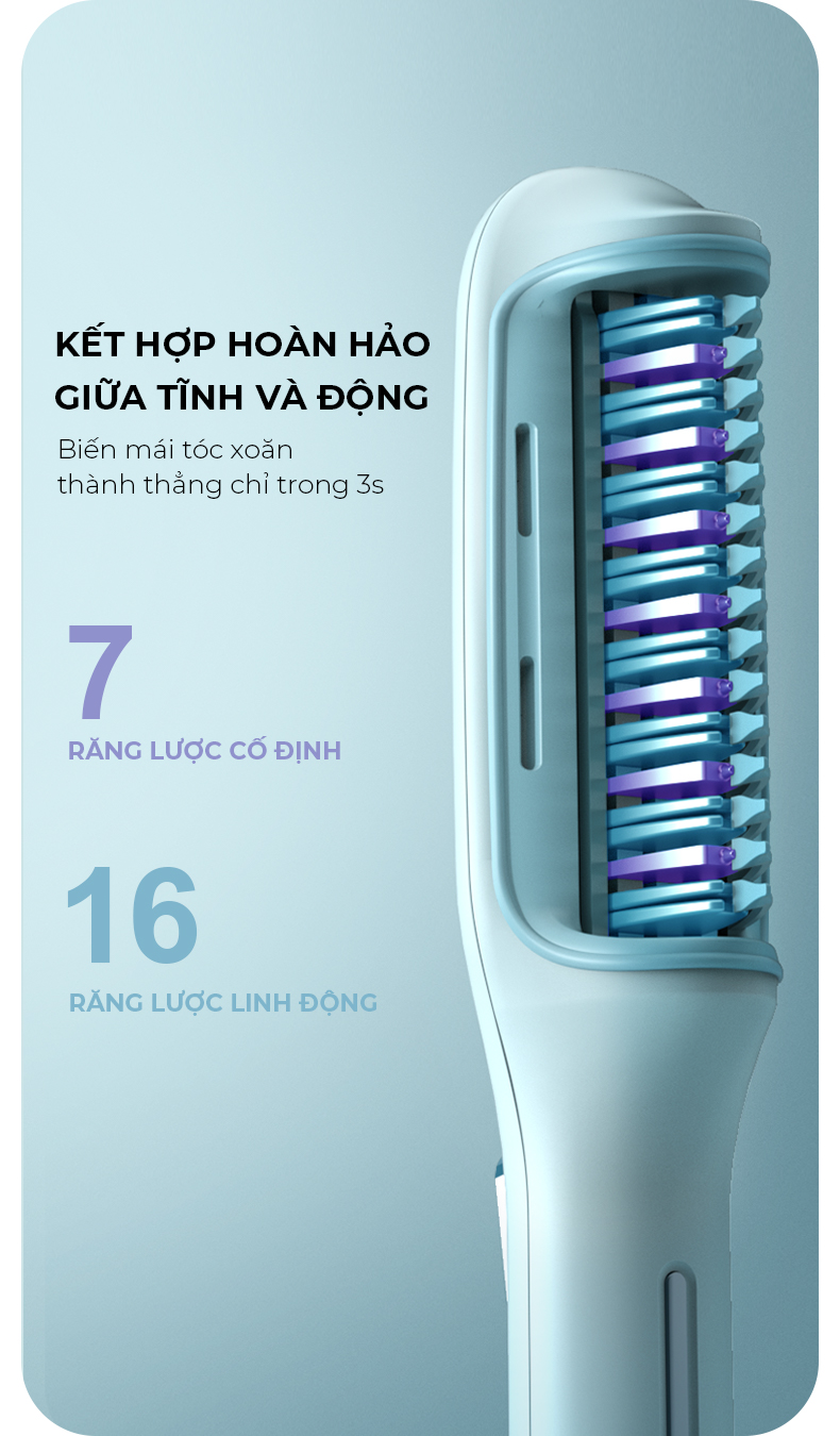Lược Điện Ion Âm BUMAS H10 - Máy Duỗi Tóc Phủ Protein Kích Thích Mọc Tóc - Chăm Sóc Tóc Mềm Mượt - Hàng Chính Hãng