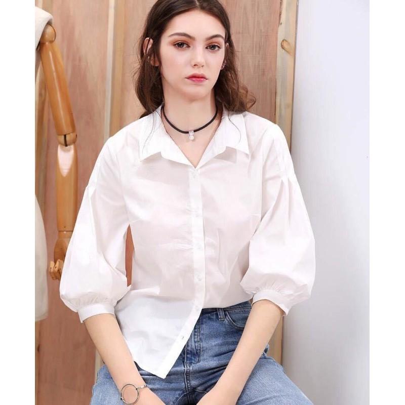 Áo sơ mi cổ đức tay bồng siêu cá tính