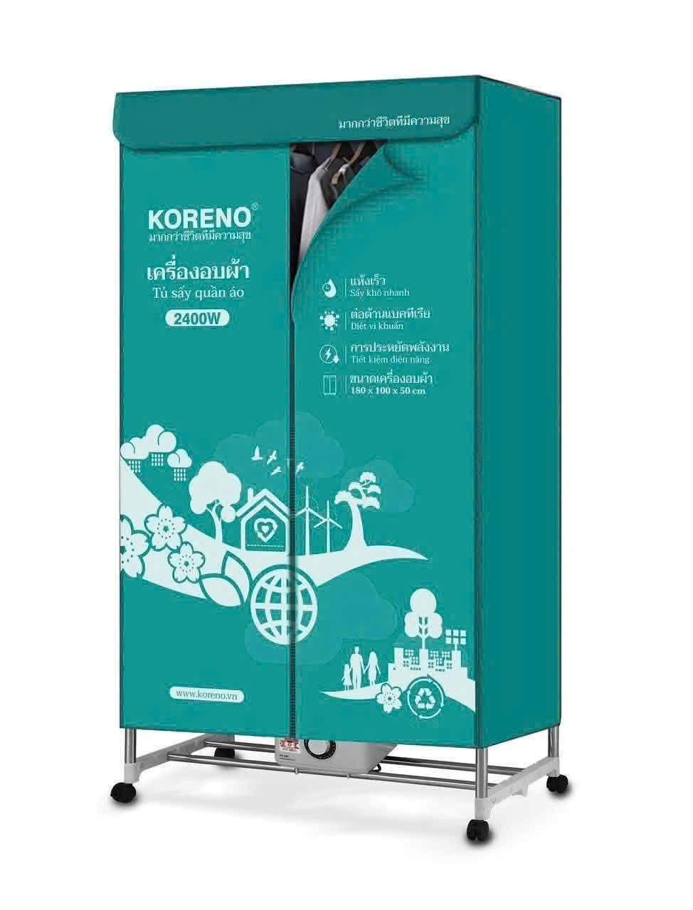 Tủ sấy quần áo KORENO KN - 569 LOẠI TO công suất 2400W Máy sấy quần áo hẹn giờ thông minh, sử dụng công nghệ sấy PTC Hàng chính hãng