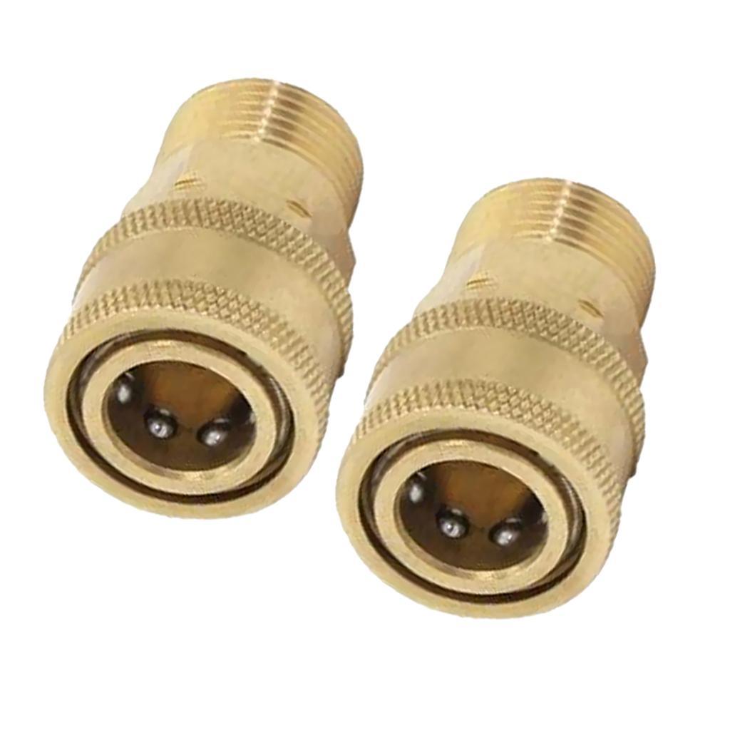 2 Pieces Pressure Washer Quick Release M22 Female to 1/4 Male Brass Coupling