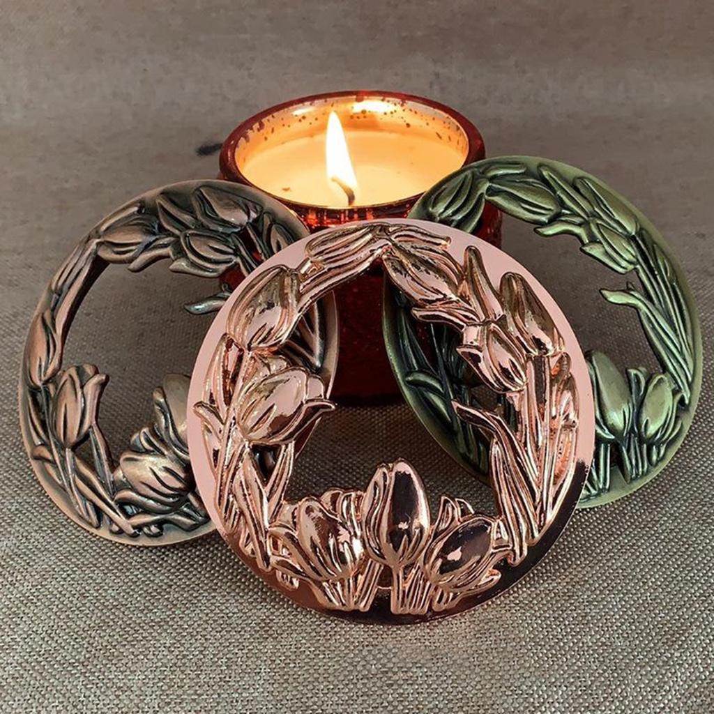 Jar Candles Topper, Candle Cover Candle lid Accessories Shades Sleeves for Jar Candles Leaf Patterened