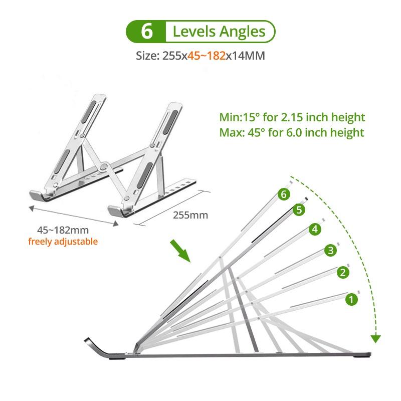 Kệ Đỡ Máy Tính, Giá Đỡ Laptop Nhôm, Kèm Túi Đựng,Thiết Kế Nhỏ Gọn,Tản Nhiệt Máy Tính,Tùy Chỉnh Độ Cao - A:Màu Đen