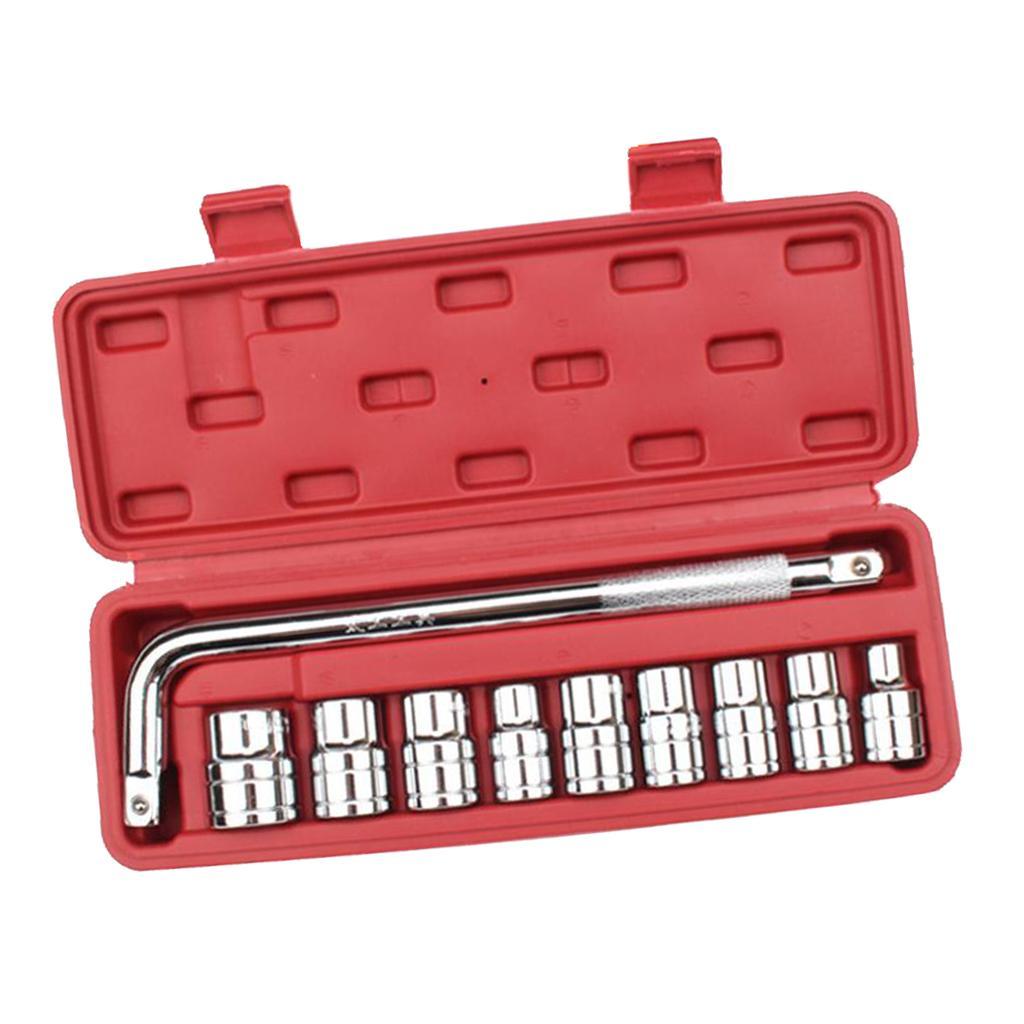 10pcs Automobile Motorcycle Repairing Tool Socket Wrench Set With Case