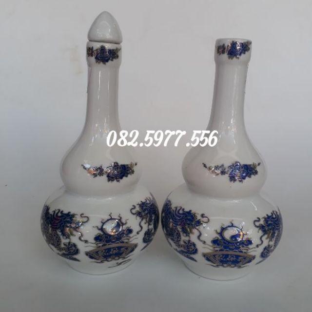 Bộ 2 chóe thờ Bát Tràng - 19 cm - 16 cm - ( xanh)