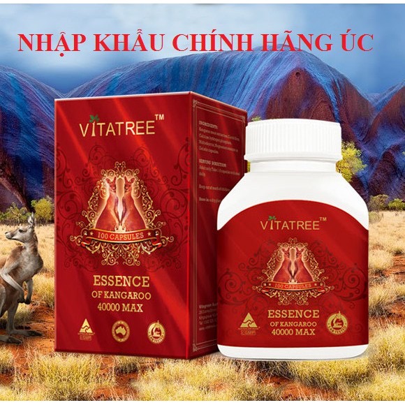 Viên uống Vitatree Essence of Kangaroo 40000 Max , hộp 100v, bổ thận, tăng cường sinh lý nam