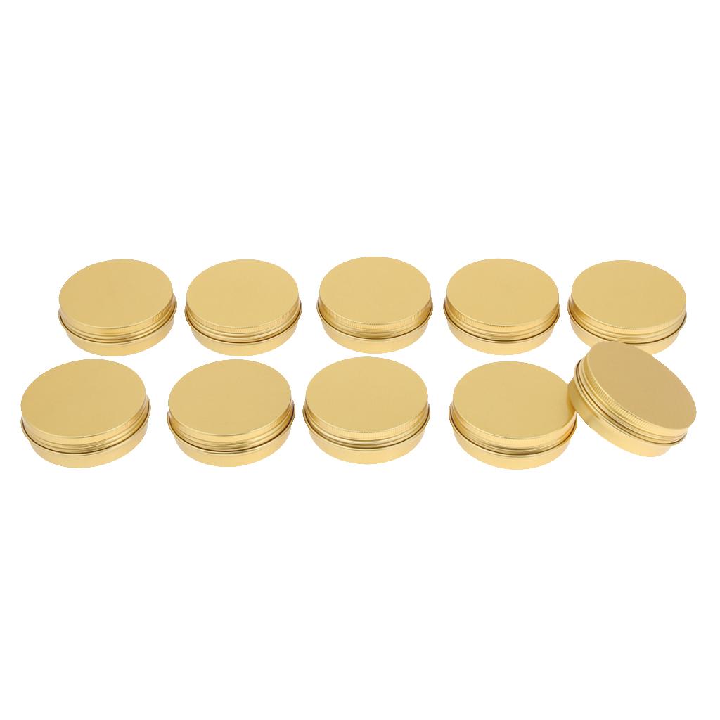 10 Pieces Round Aluminum Cream Empty Lip Balm Candles Container Jars Tin