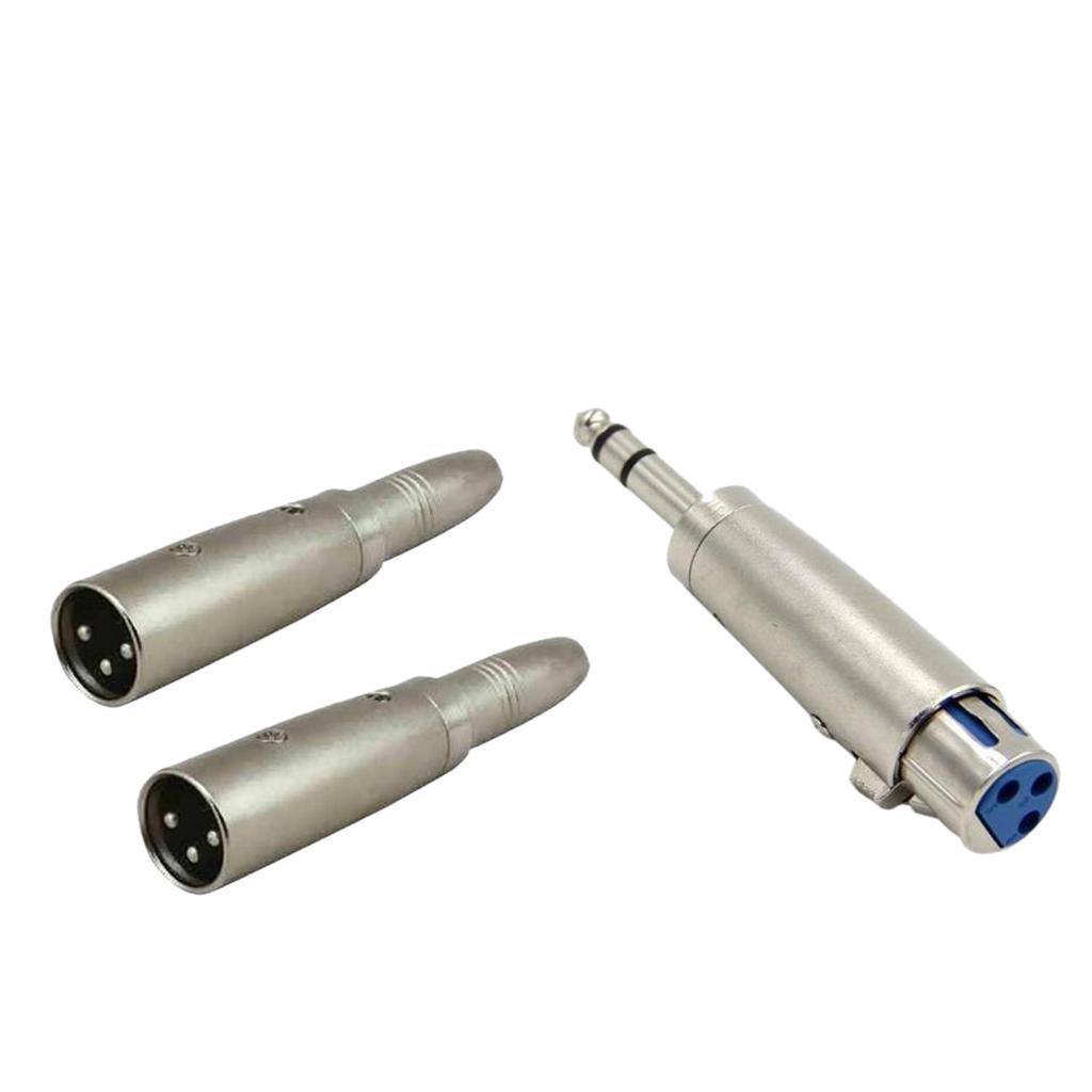 2PC Converter Adapter XLR 3 Pin Male to 1/4" 6.35mm Female Socket Audio Adapter Jack+3 Pin XLR Female to 6.35mm Male Stereo Audio Microphone Mic Adapter Converter Connector for many other applications