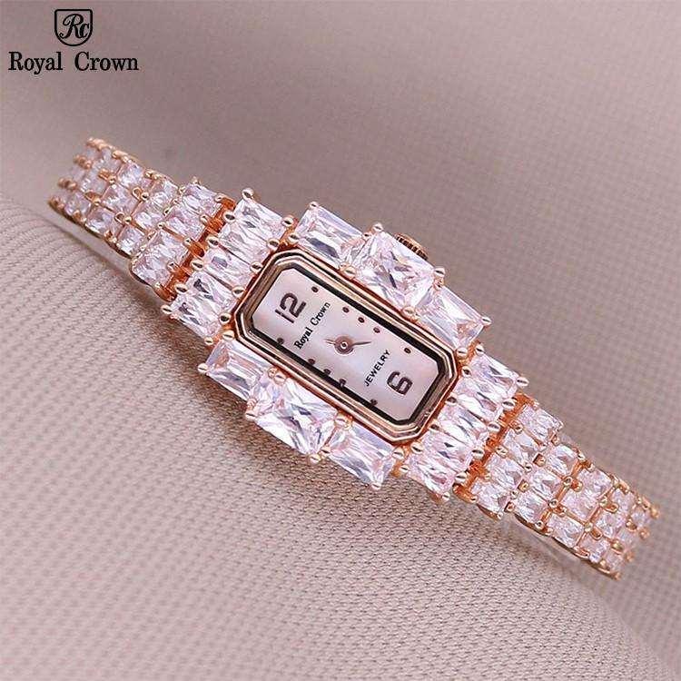 Đồng Hồ Nữ Chính Hãng Royal Crown 3612 Jewelry Dây Kim Loại Đính Đá Chống Nước Chống Xước