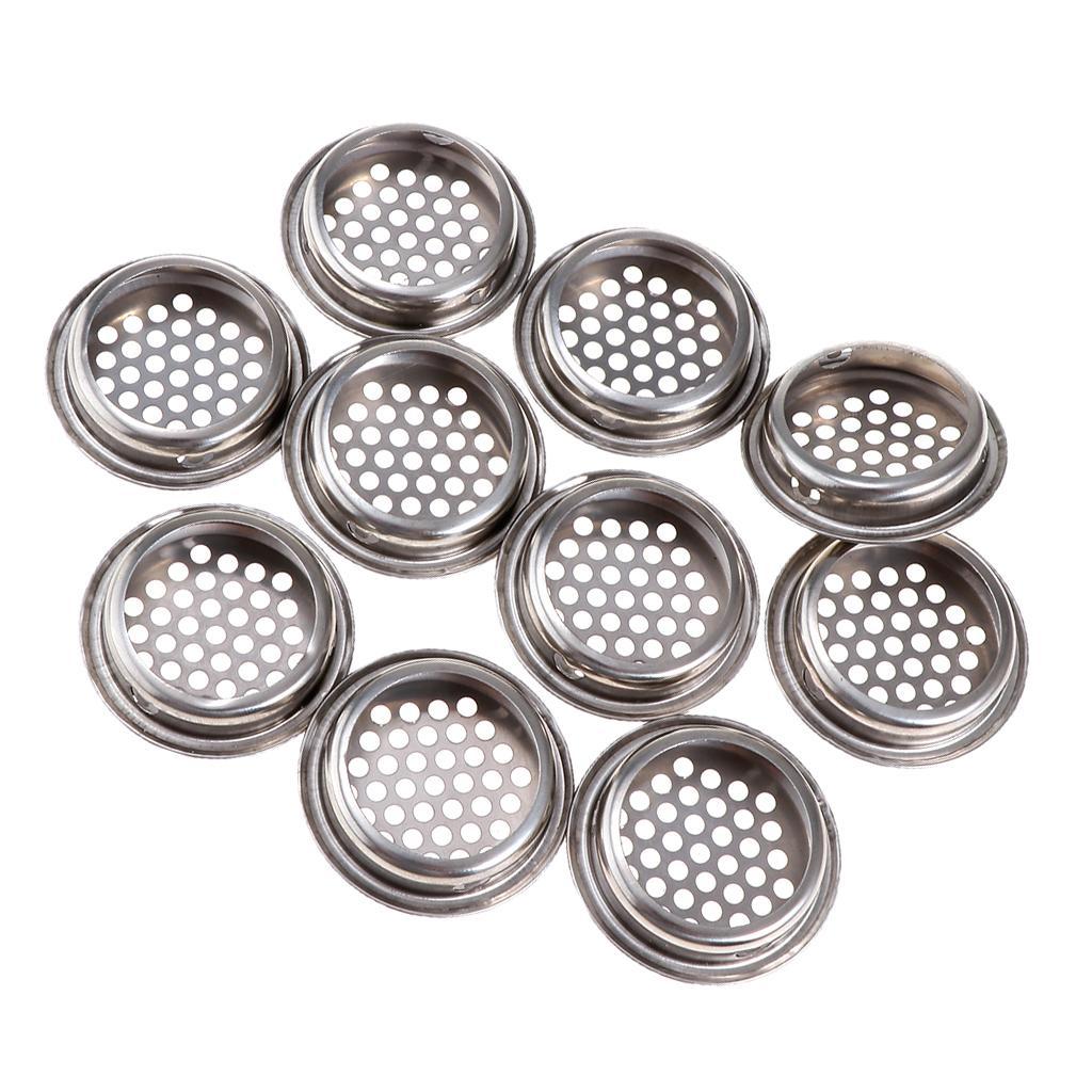 2X Cabinet Air Vents Cover Stainless Steel Round Vent Mesh Hole Louver 35mm