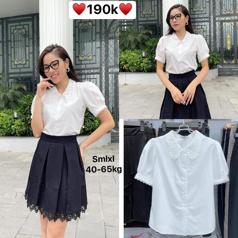 Áo sơ mi cổ ren tay bồng hàng thiết kế đẹp may bán shop