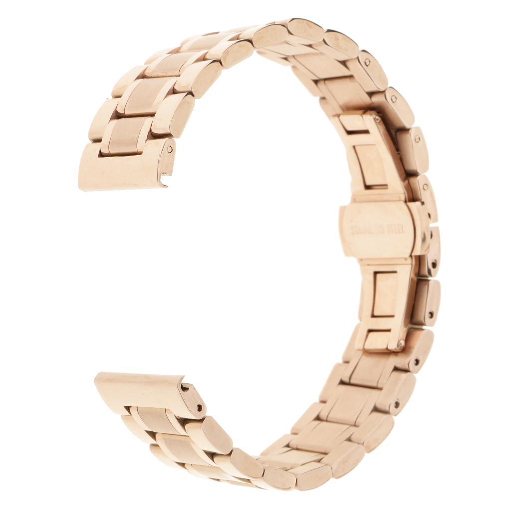 Solid Stainless Steel Watch Band Strap Bracelet Butterfly Buckle Belt 18mm