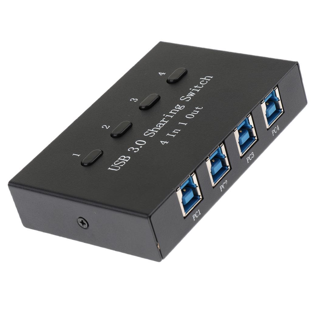USB 3.0 Sharing Manual Switch KVM Adapter Box 4Ports Hub for Printer
