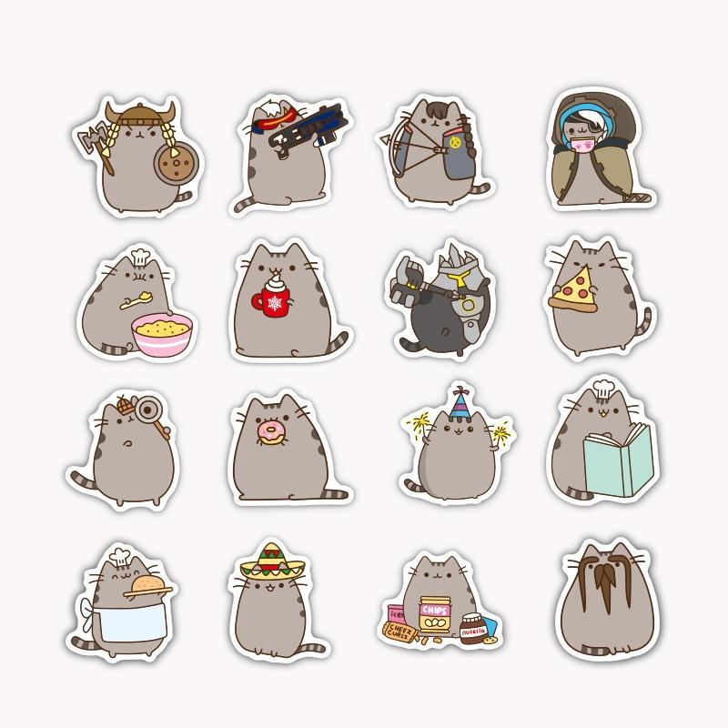 Miếng Sticker Dán Trang Trí mũ bảo hiểm, laptop, vali, xe đạp - mèo pusheen