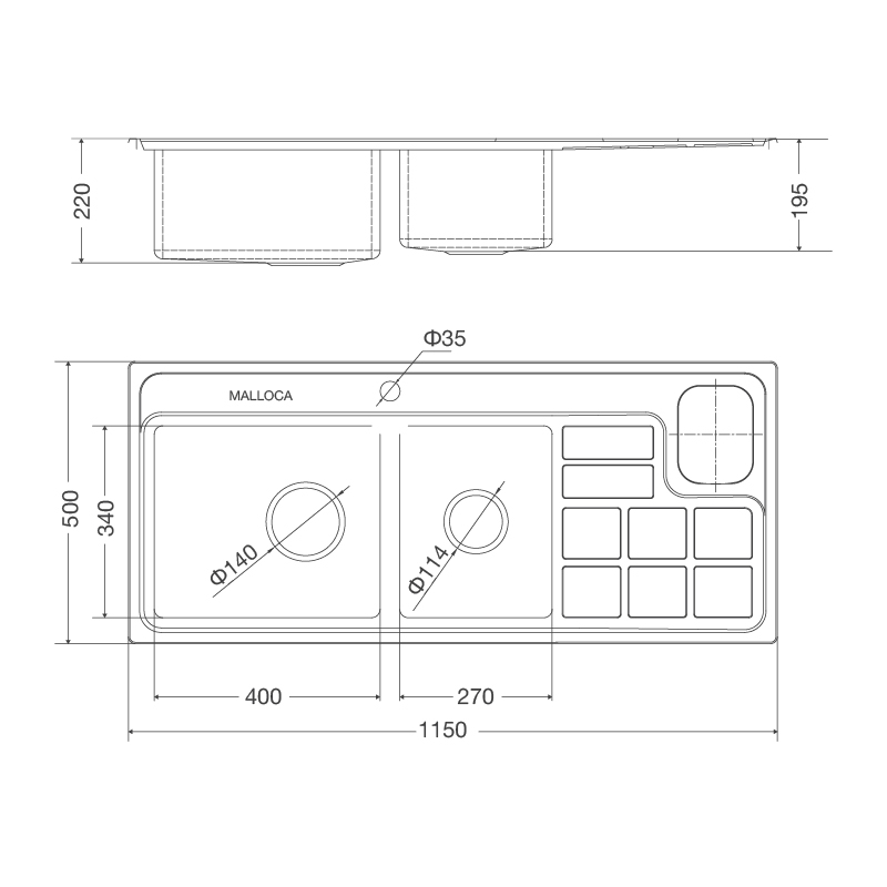 Chậu rửa chén Malloca MS 8817 N - Hàng Chính Hãng
