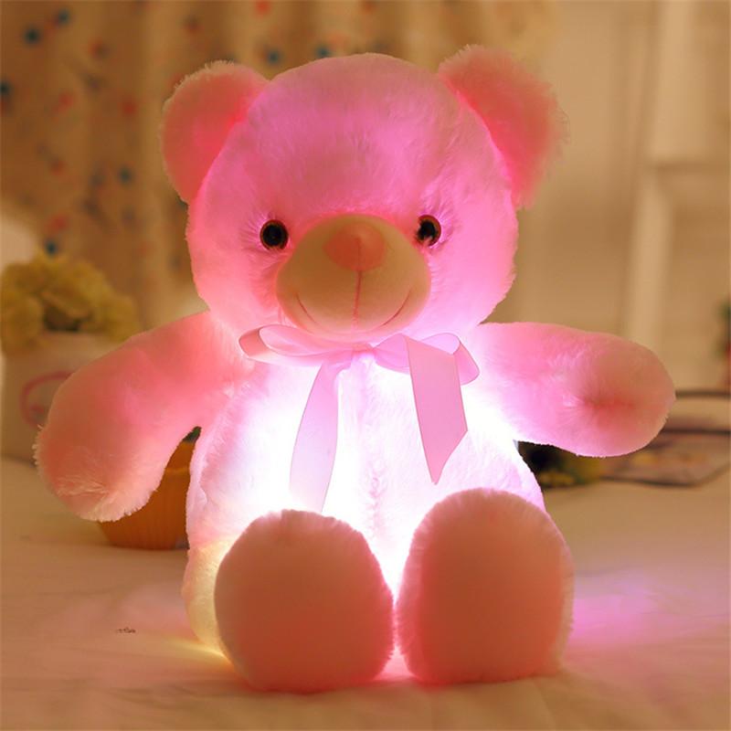 30/50CM Dạ Quang Phát Sáng Đèn LED Sang Trọng Con Thú Nhồi Bông Mềm Gấu Bông Phát Sáng Neon Đồ Chơi Gối Búp Bê Bé Gái trẻ Em Quà Tặng Sinh Nhật Giáng Sinh