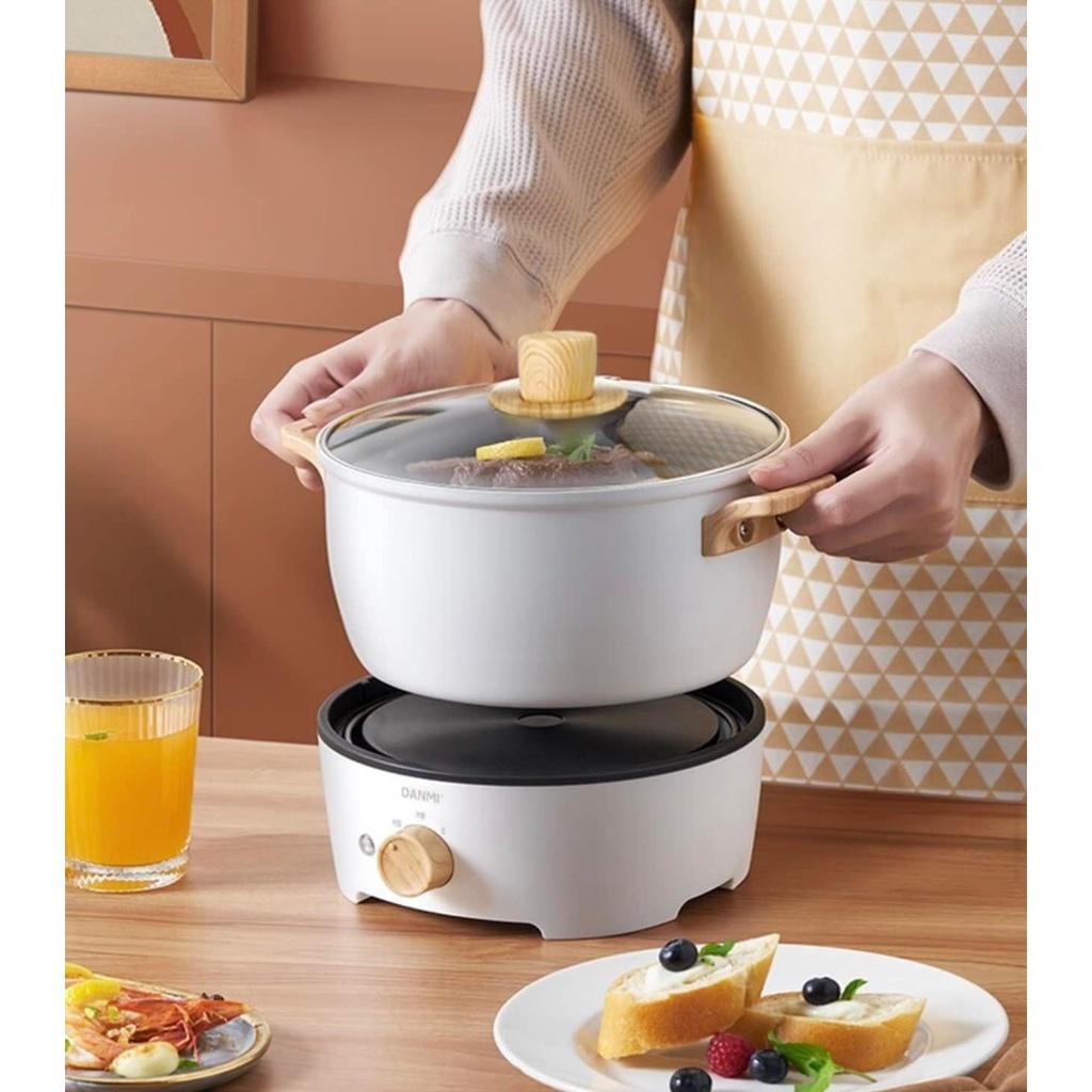 Nồi Lẩu Điện Kèm Chảo Danmi Multi Cooker, Nồi Mini, Công Suất 800W, Dung Tích 3L, Nhập Hàn Quốc, BH 12 Tháng