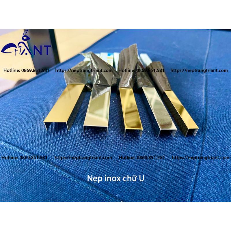 Nẹp inox U20x10, Nẹp trang trí, nẹp inox U bào chấn vuông góc, thanh dài 2m44 dày 0.8li