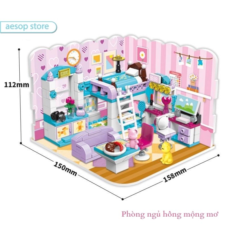 Đồ chơi lắp ráp Mô hình Căn phòng xinh xắn - Girl's room Qman 4801