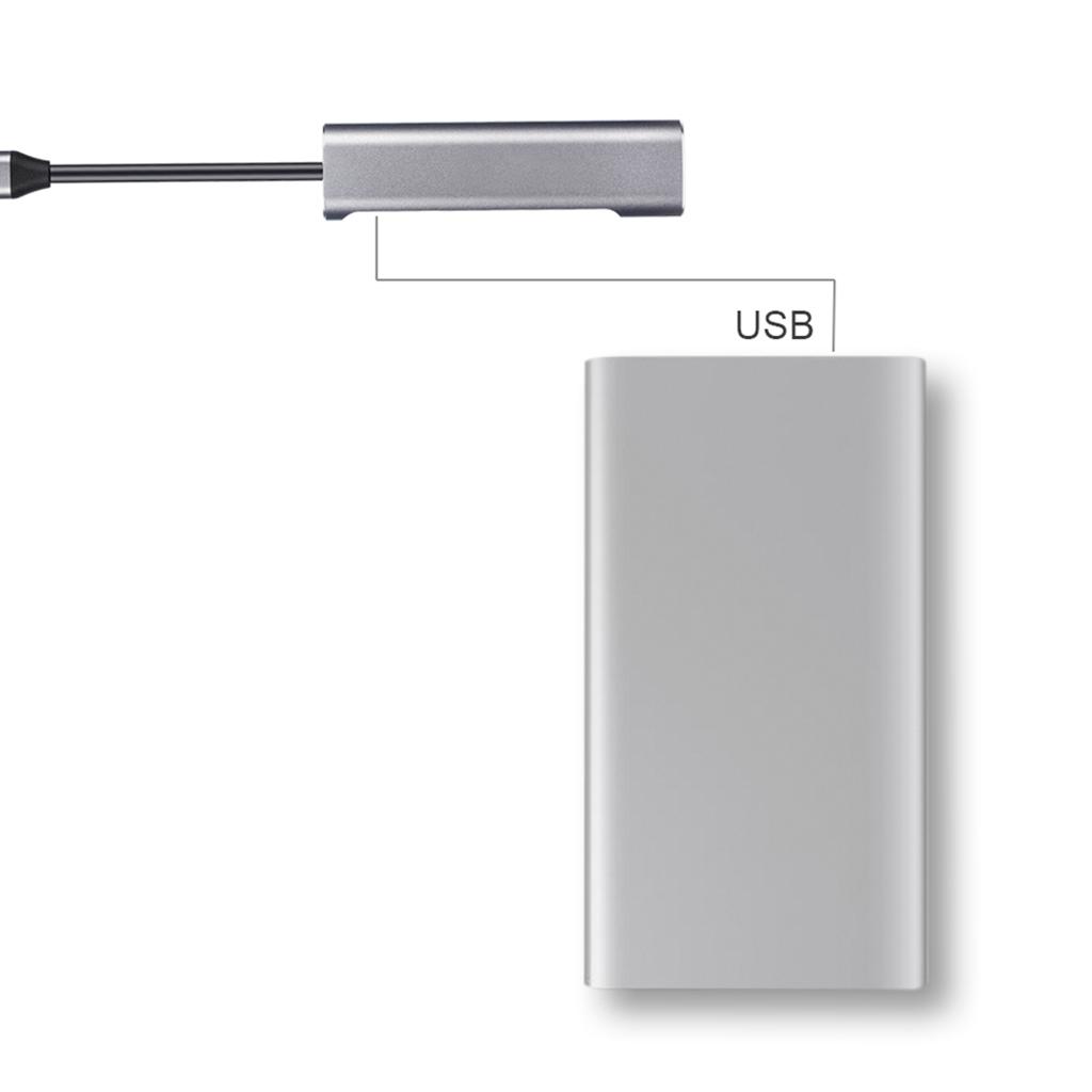 Grey USB C Hub Type C To 4K HDMI USB 3.0 2.0 PD Port Adapter For MacBook Pro