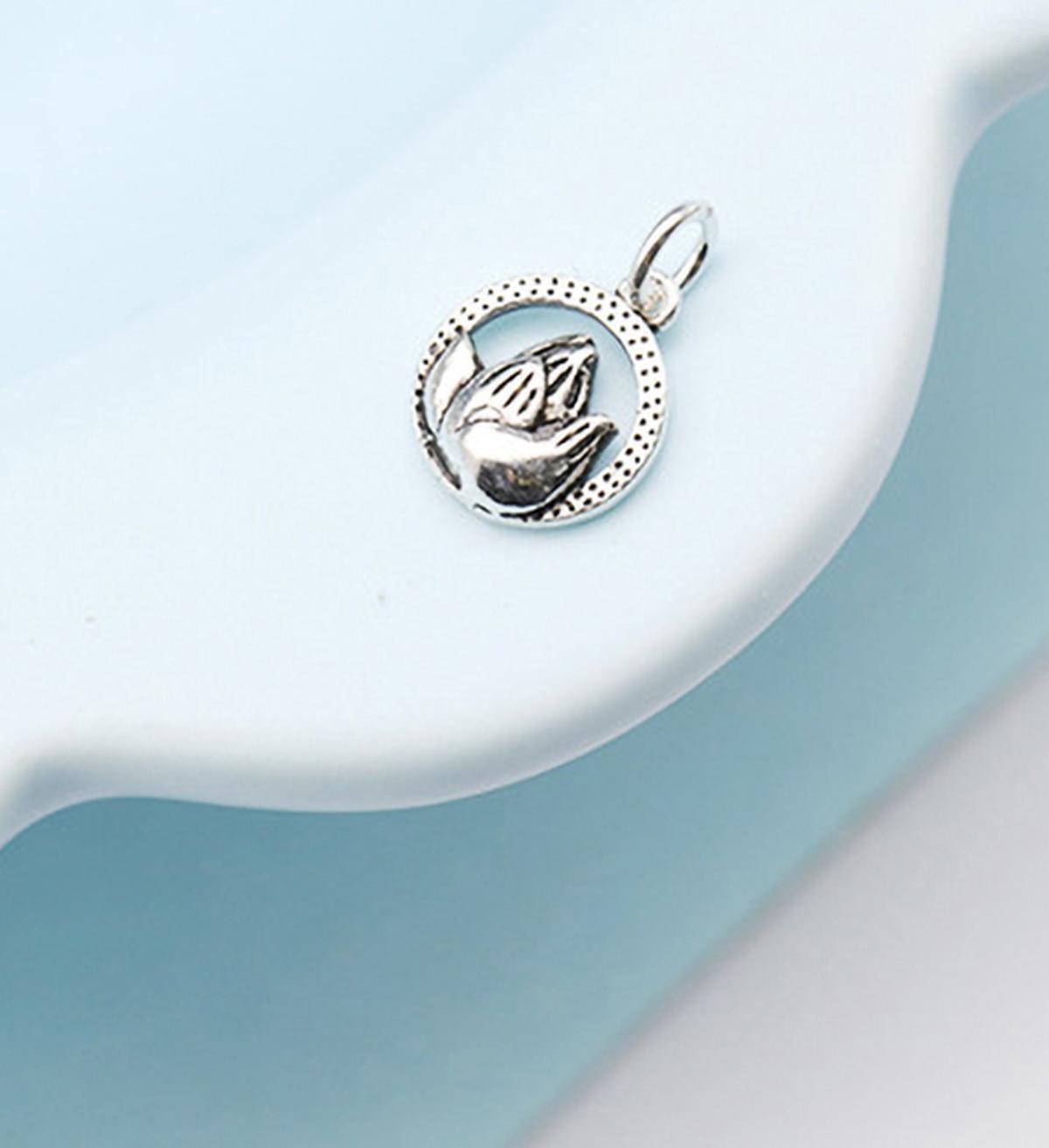 Hình ảnh Combo 3 cái charm bạc hình hoa sen nhỏ treo - Ngọc Quý Gemstones