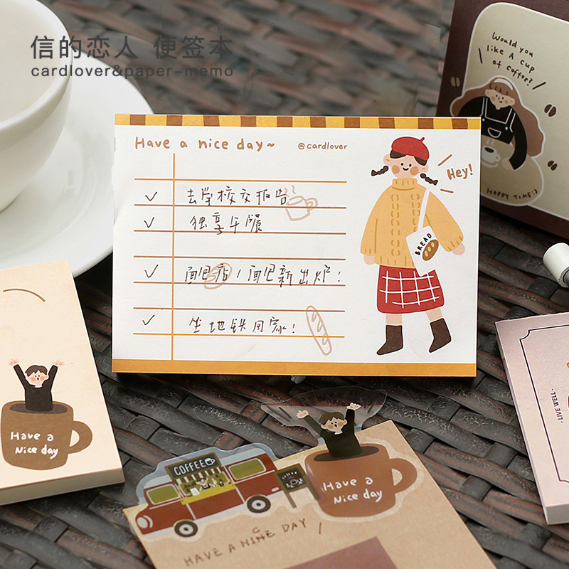 S70 - Set 80 tờ giấy ghi chú note học tập Giai điệu Caramel kiểu Hàn Quốc đơn giản dễ thương vintage CardLover