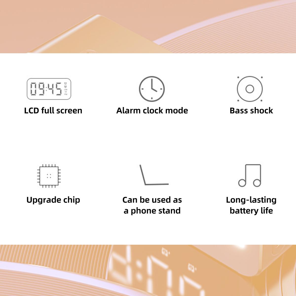 Loa Bluetooth không dây G50 có Đài FM Mini Thẻ di động Gương Đồng hồ báo thức Âm thanh Cài đặt đồng hồ báo thức kép cho tất cả điện thoại Màu sắc: Hồng