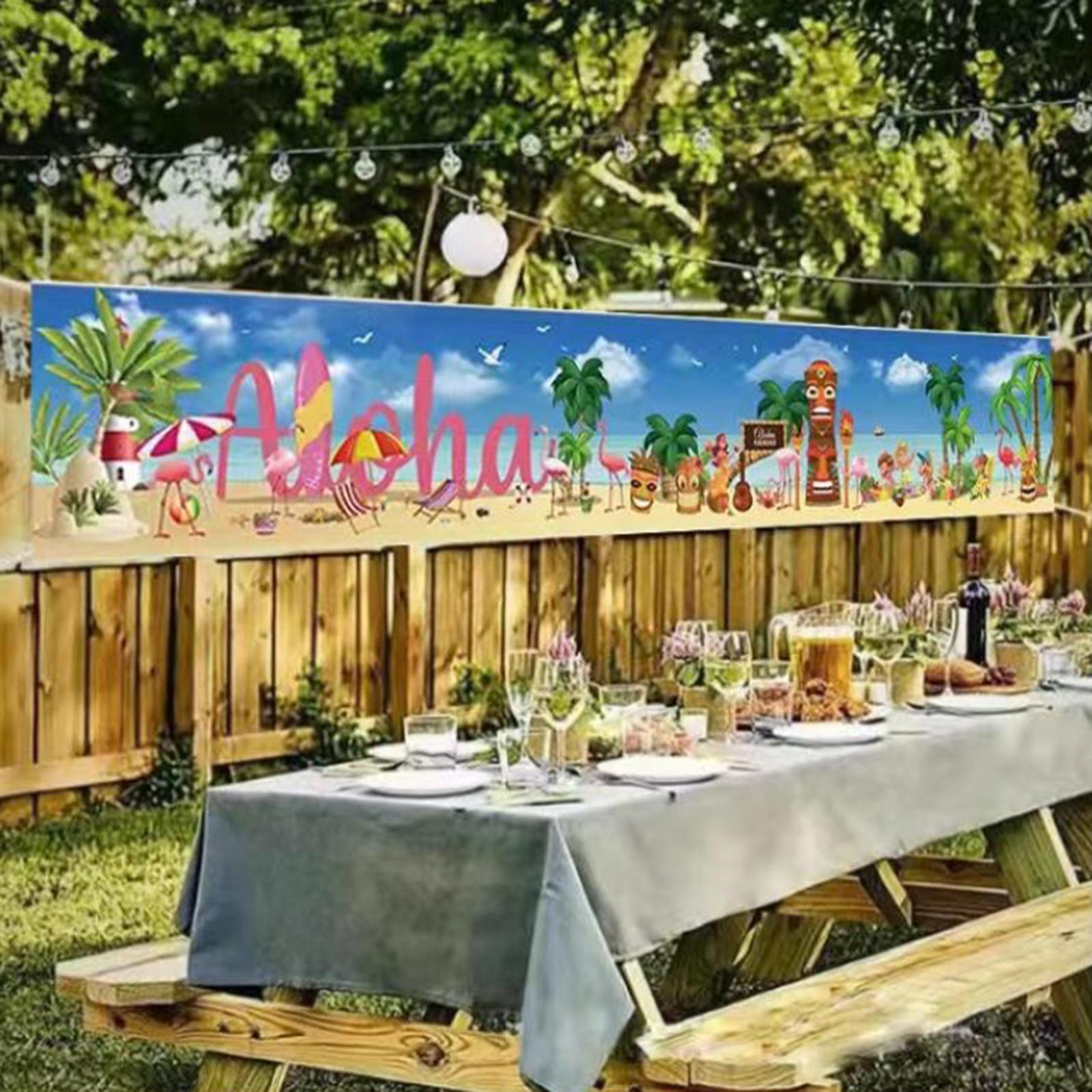 Luau Party Decoration, Beach Aloha Backdrop Banner, Hawaiian Theme Birthday Party Supplies, Summer Flamingo Baby Shower Decoration