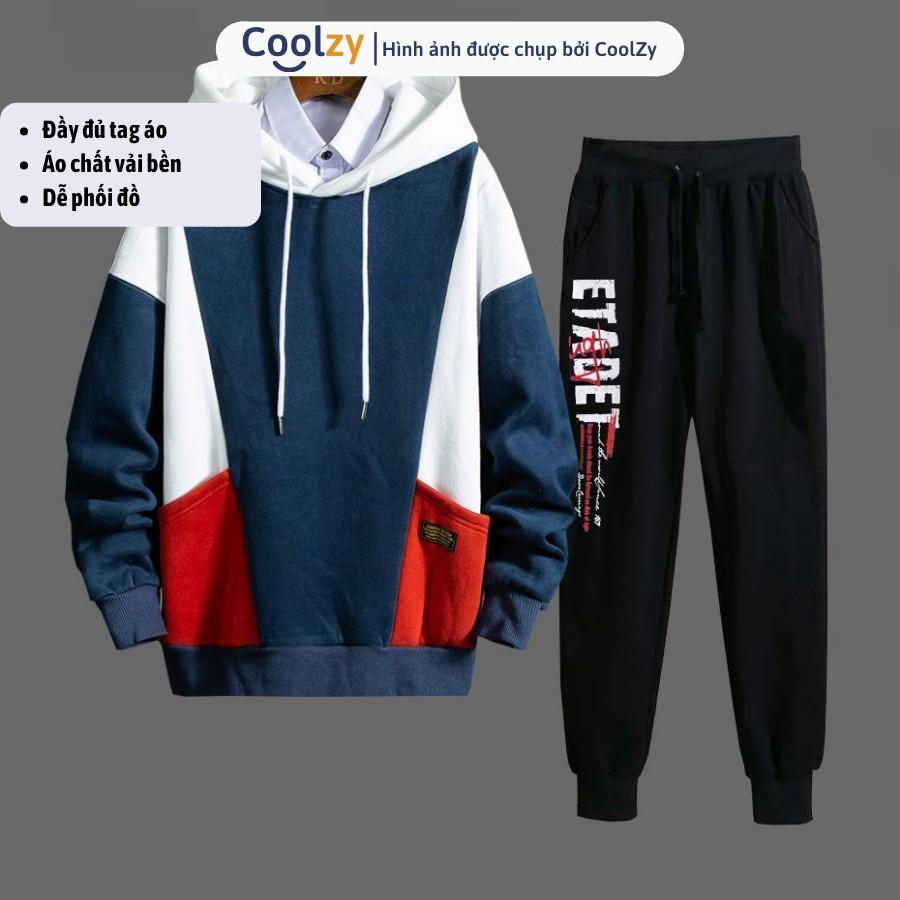 Set Áo Hoodie quần Jogger ️ Áo khoác nỉ unisex PHỐI MÀU quần ETADET, form unisex nam nữ trẻ trung