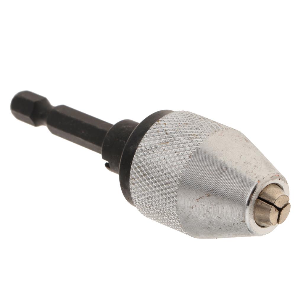Keyless Hex Shank Drill Chuck Adapter Conversion Tool 0.3-6.5mm Silver