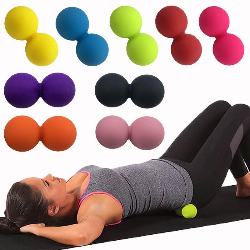 Food Grade Silicone Yoga Peanut Massage Ball Fascia Ball Relieve Relax Muscles Fitness Massage Double Ball Exercise Ball
