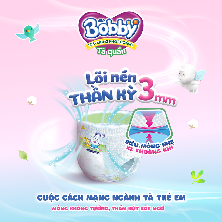 Tã/bỉm quần Bobby Mega Jumbo XXL84 - Lõi nén thần kì 3mm - Siêu mỏng khô thoáng bất ngờ