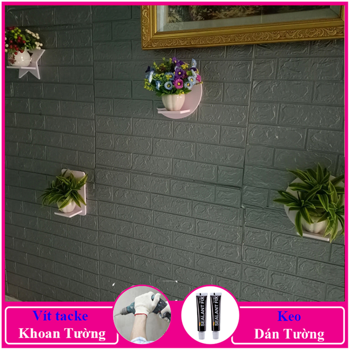 Kệ decor phòng ngủ, Trang trí lớp học, để chậu hoa treo tường, chất liệu gỗ Pitech cao cấp - C16