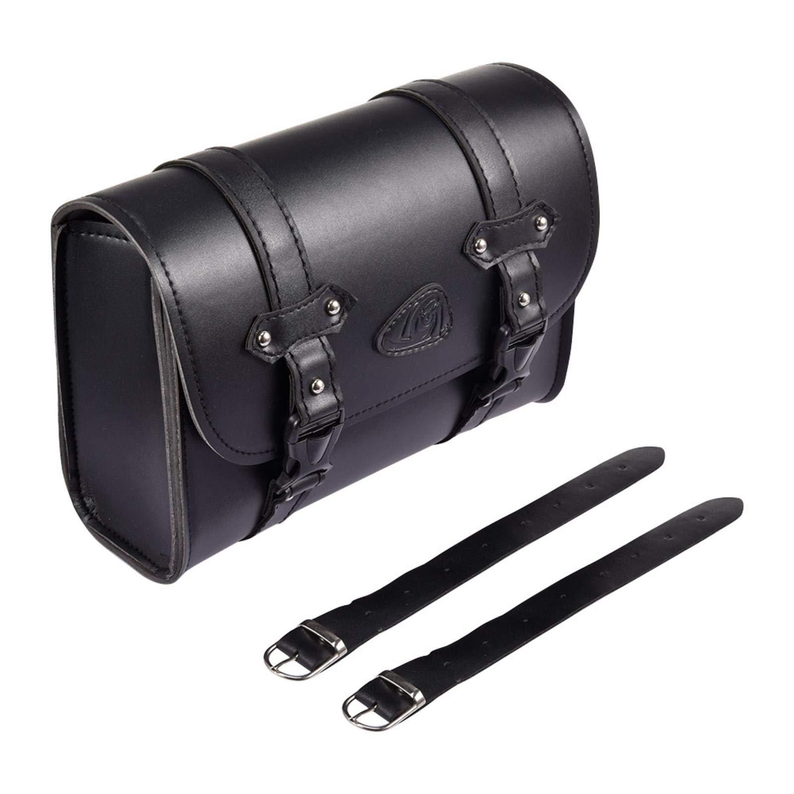 Túi yên xe máy làm bằng da, túi bên xe máy màu đen không trọng lượng với 2 dây đai lắp ráp