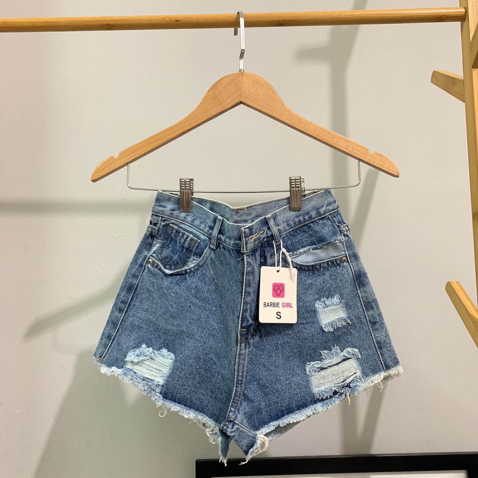 Quần short nữ lưng cao Julido S21 chất jean, một màu, ba kích thước thời trang trẻ trung