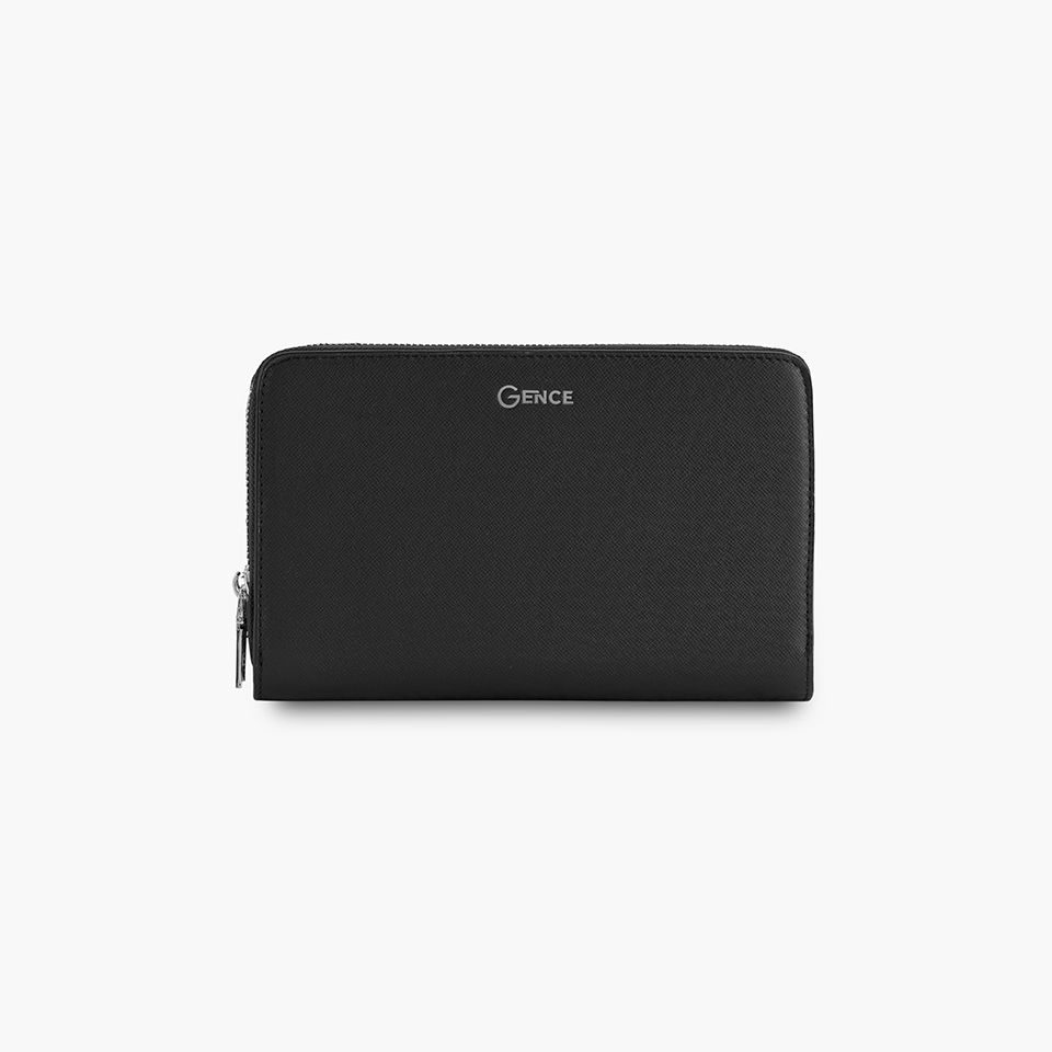 Ví Da Cầm Tay Công Sở Clutch Nam Hàng Hiệu GENCE HT21 Da Bò Cao Cấp Màu Đen